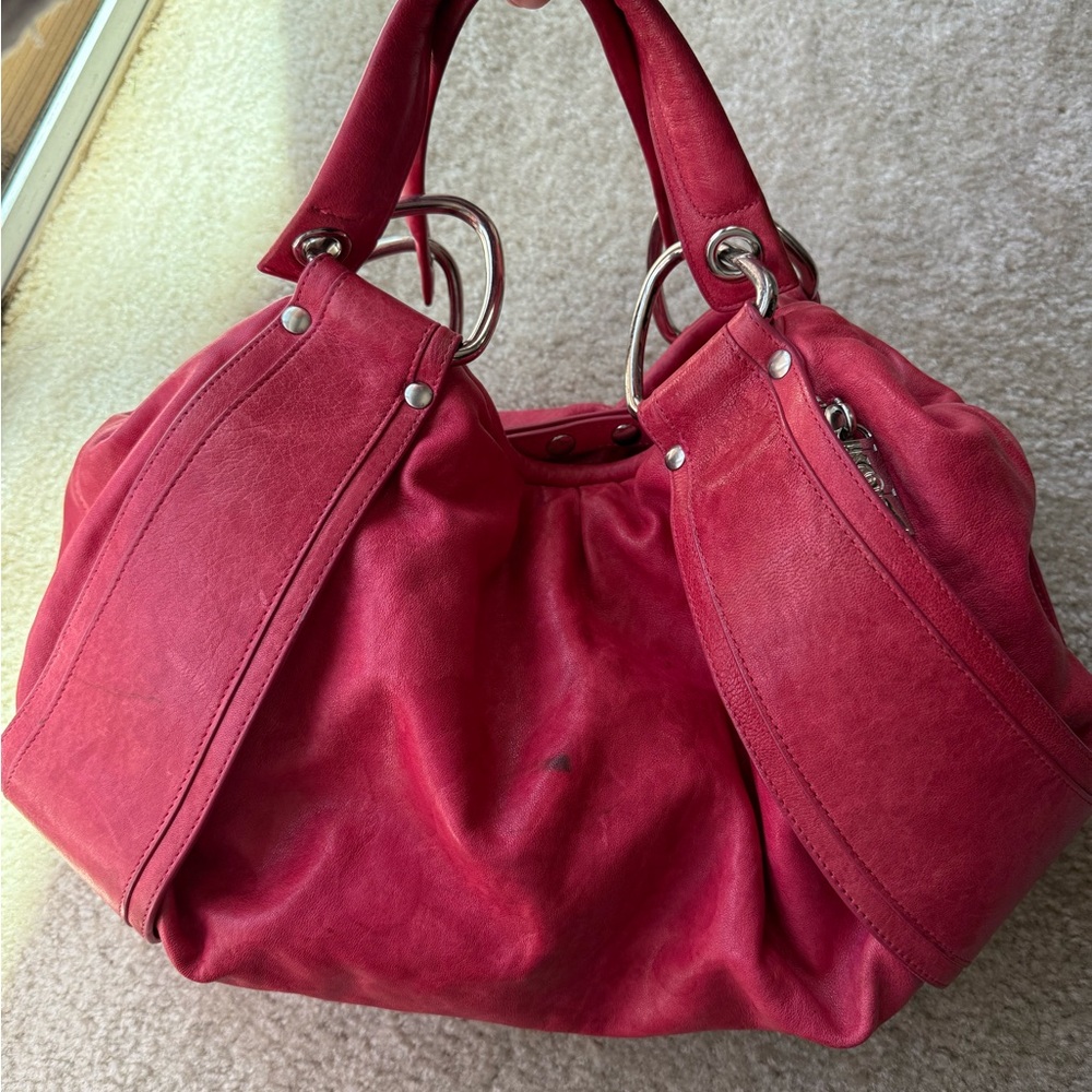 Kooba Pink Shoulder Bag with Slouchy Shape and Silver Hardware